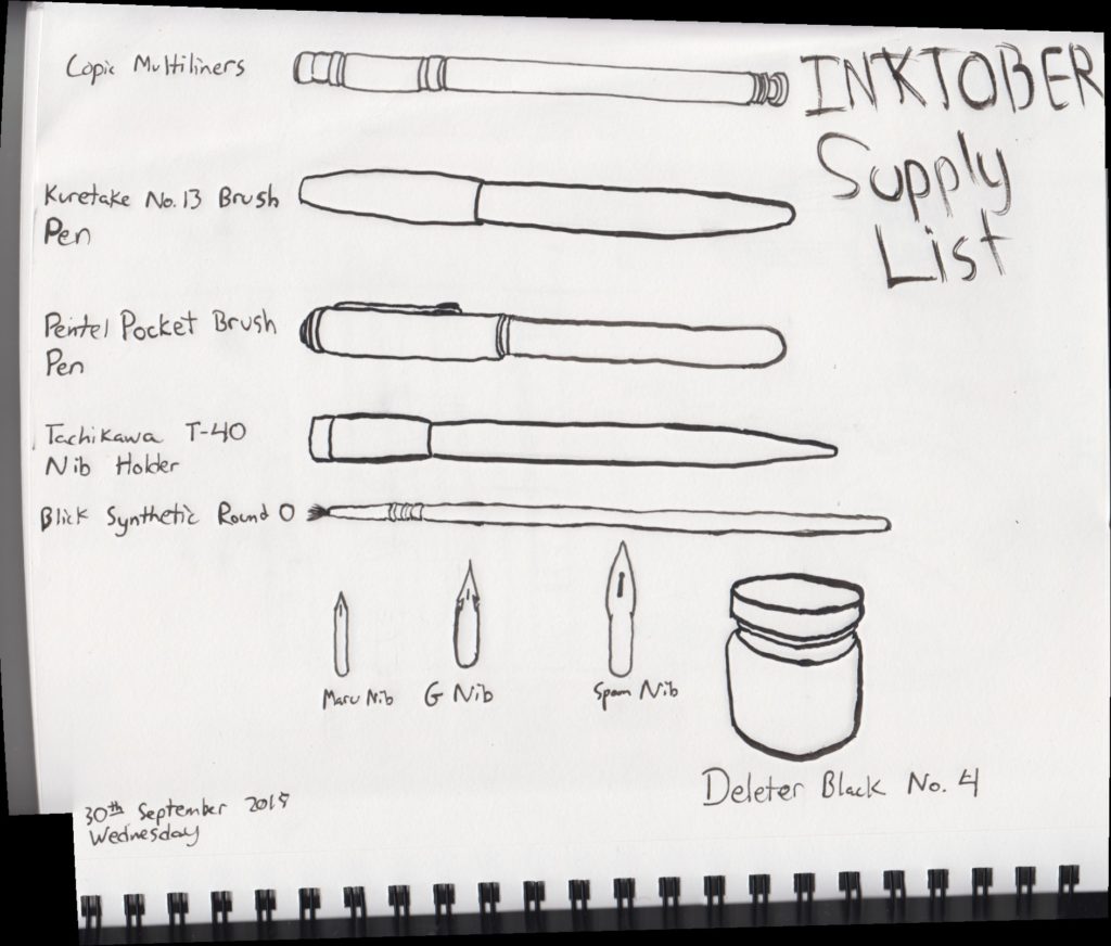 Inktober Supply List